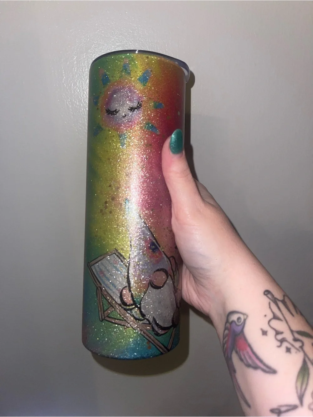 Good Vibes Only Rainbow Glitter Tumbler 20 oz